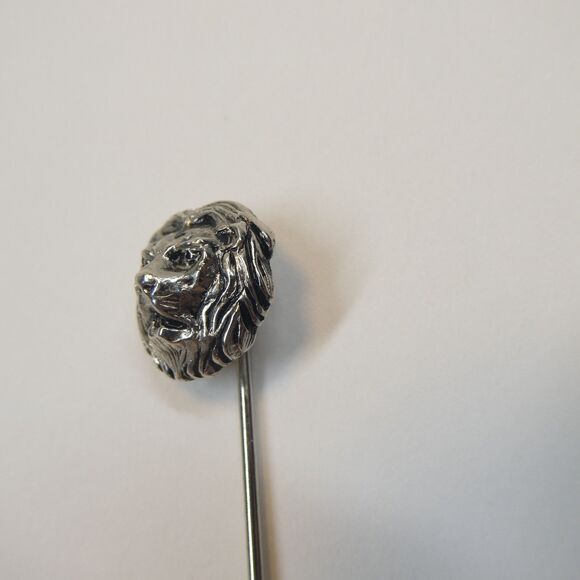 Lion Head Stickpin Vintage Silvertone Stick Pin - Picture 3 of 5